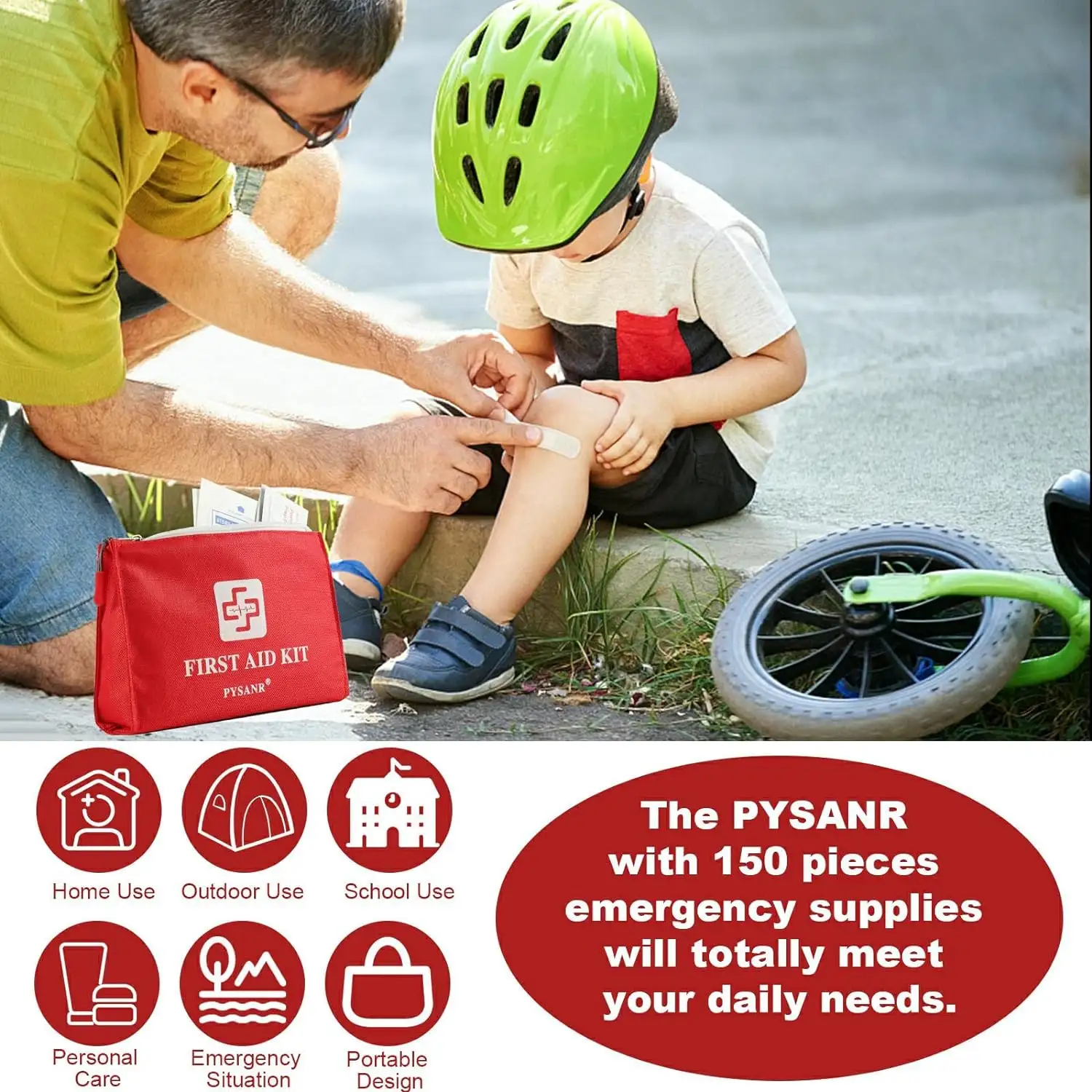 PYSANR Small First Aid Kit, 150 Piece with Foil Blanket - 81icjr6hhbl._ac_sl1500_